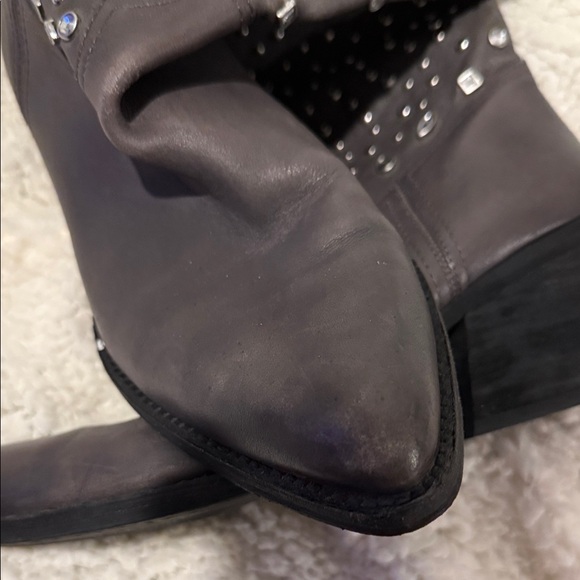 Reba Studded Heeled Boots in Charcoal - Picture 3 of 4